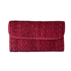 Vintage 60s 70s Woven Straw Envelope Clutch Bag Red Pink